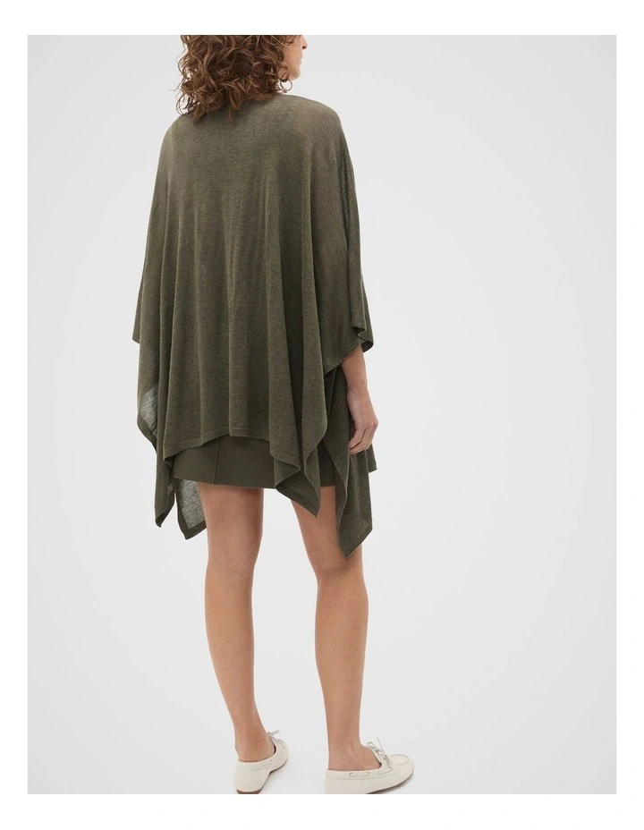 Fine Knit Poncho in Olive Leaf image 2