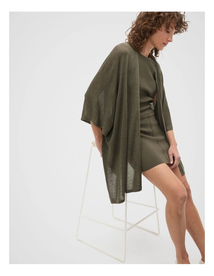 Fine Knit Poncho in Olive Leaf image 4