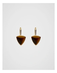 Stone Shield Drop Earring in Gold