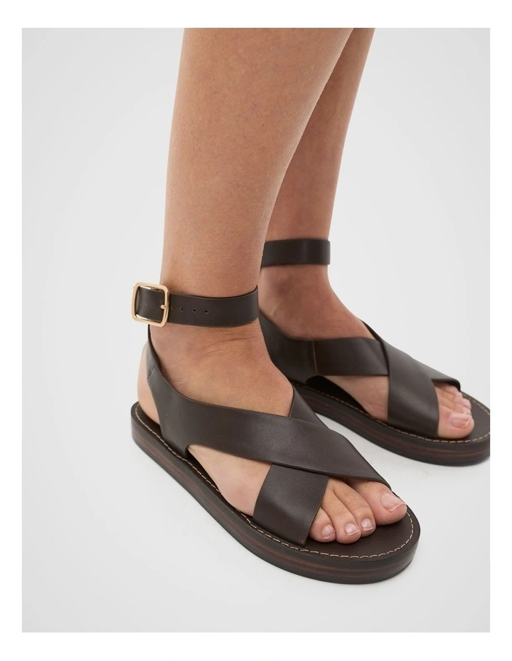 Rani Cross Strap Sandal in Chocolate image 2