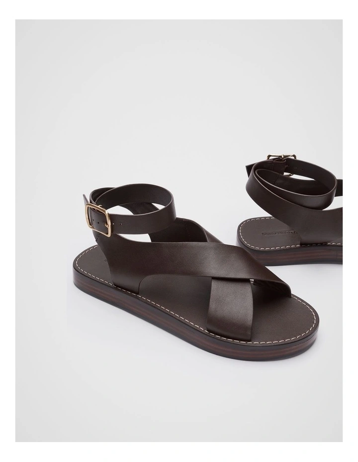 Rani Cross Strap Sandal in Chocolate image 3