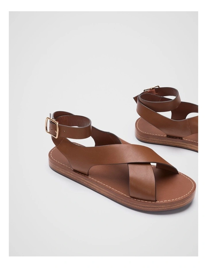 Rani Cross Strap Sandal in Deep Tan image 3