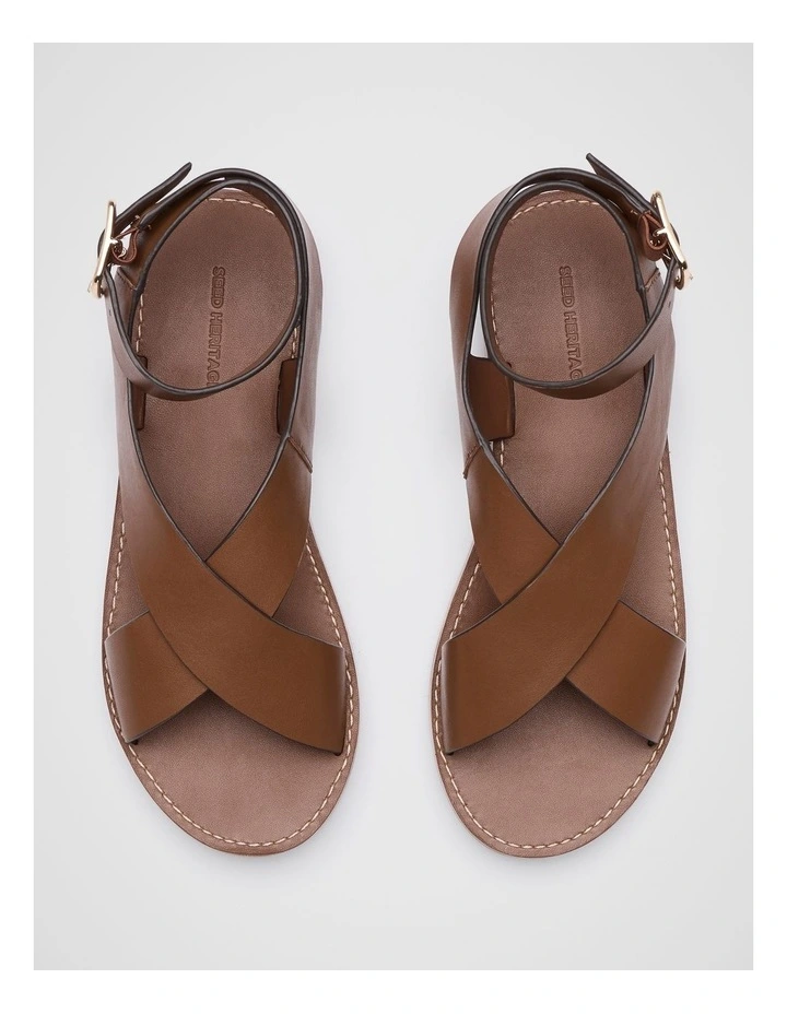 Rani Cross Strap Sandal in Deep Tan image 4