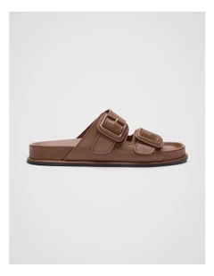 Dulci Covered Buckle Slide in Deep Tan