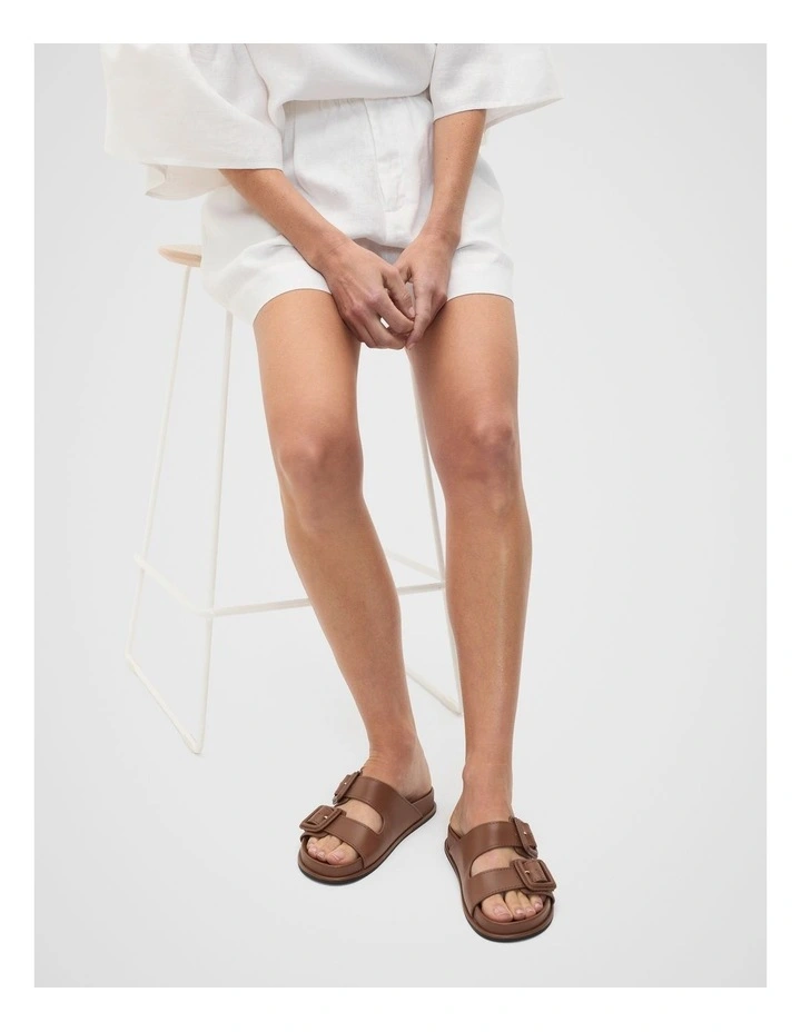 Dulci Covered Buckle Slide in Deep Tan image 2