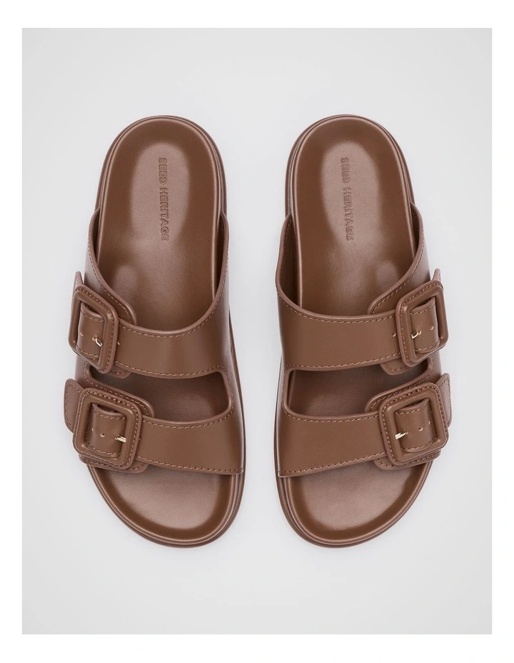 Dulci Covered Buckle Slide in Deep Tan image 4