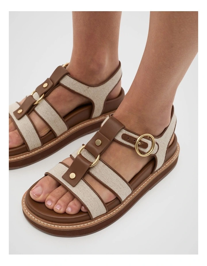 Callie Woven Caged Sandal in Deep Tan image 2