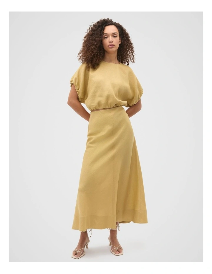 Linen Bubble Top in Honey image 3