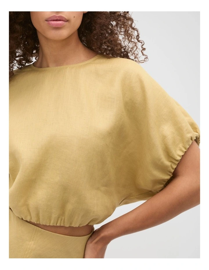 Linen Bubble Top in Honey image 4