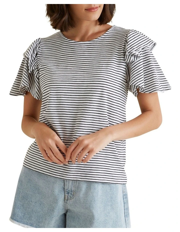 Flutter Sleeve Stripe Top image 1