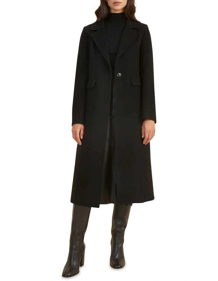 Wool Longline Coat Black image 3