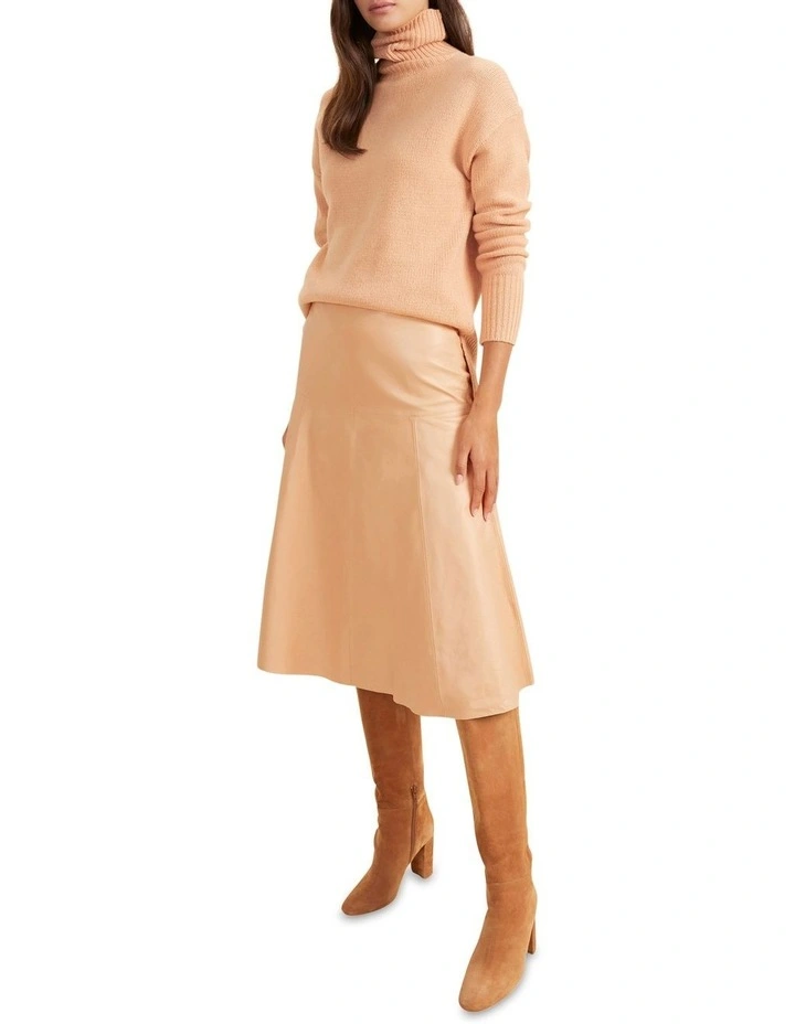 Leather Flared Midi Skirt image 3