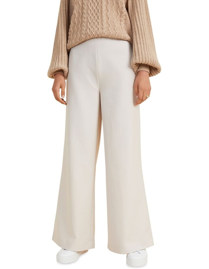 Wool Blend High Palazzo Pant Oat