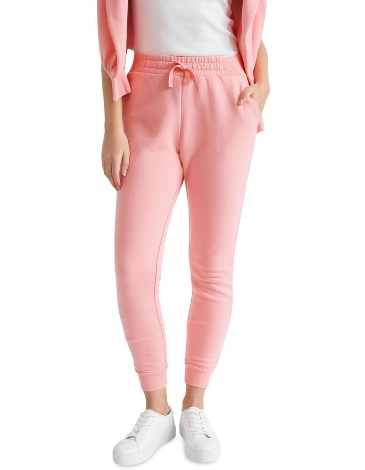 Terry Tie Front Trackpant in Bubblegum Pink