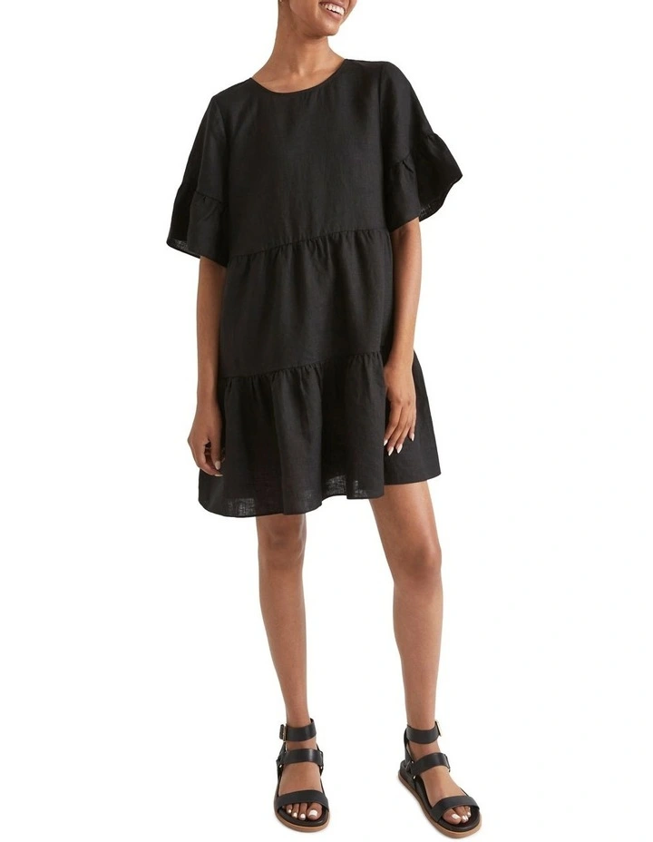 seed black linen dress