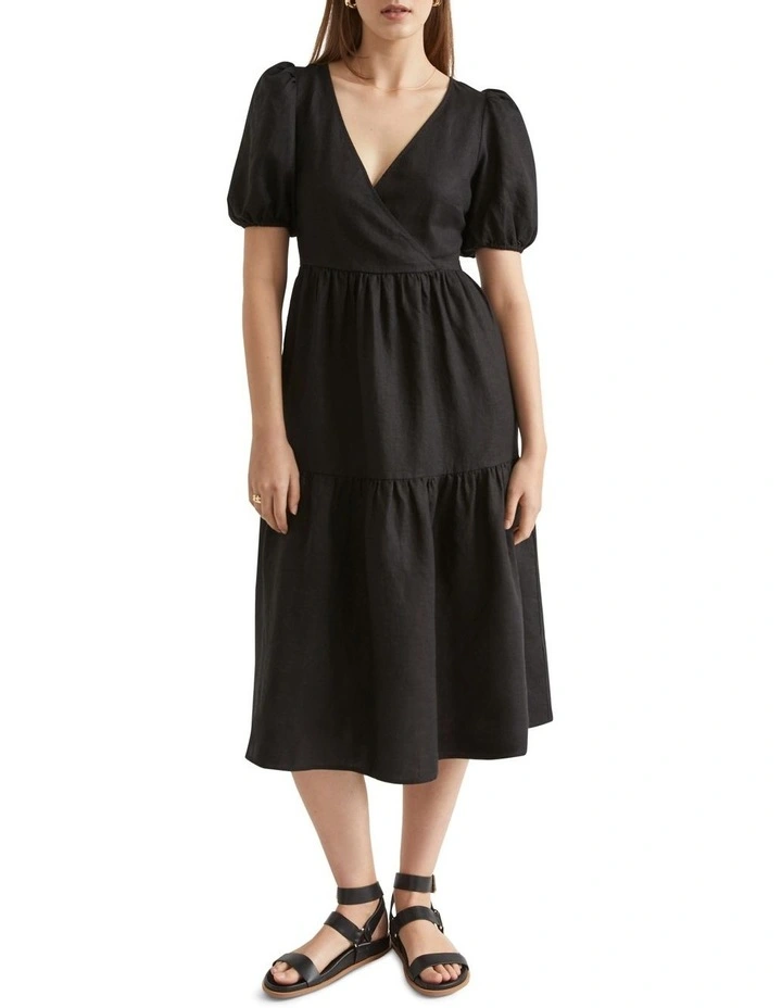 Core Linen Cross Front Midi Dress image 1