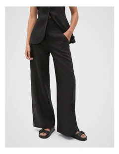Core Linen Waisted Pant in Black