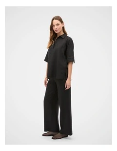 Core Linen Waisted Pant in Black