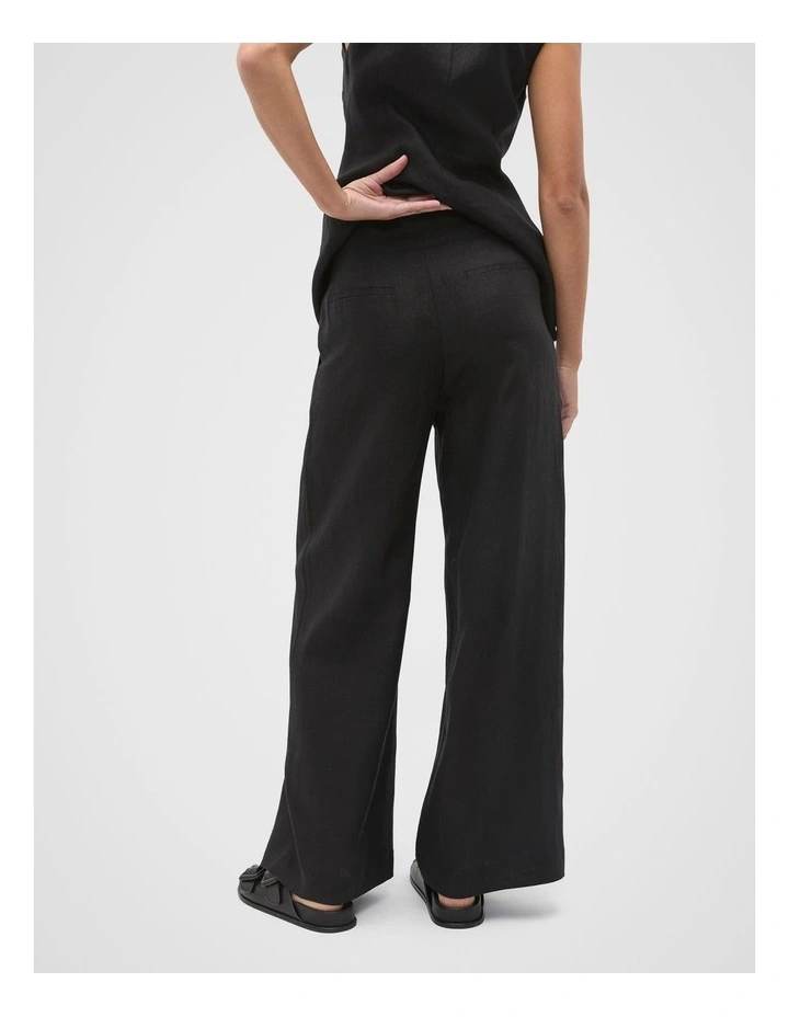 Core Linen Waisted Pant in Black image 2