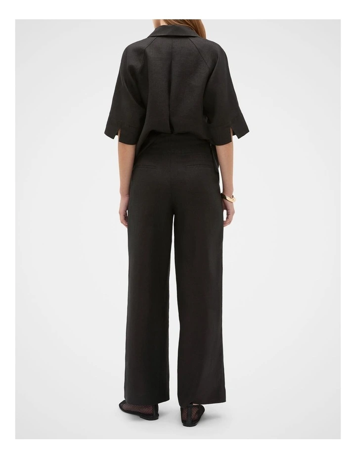 Core Linen Waisted Pant in Black image 2