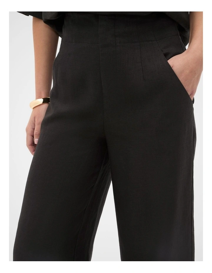 Core Linen Waisted Pant in Black image 4