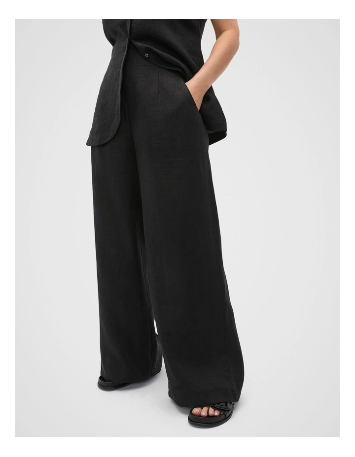 Core Linen Waisted Pant in Black image 5