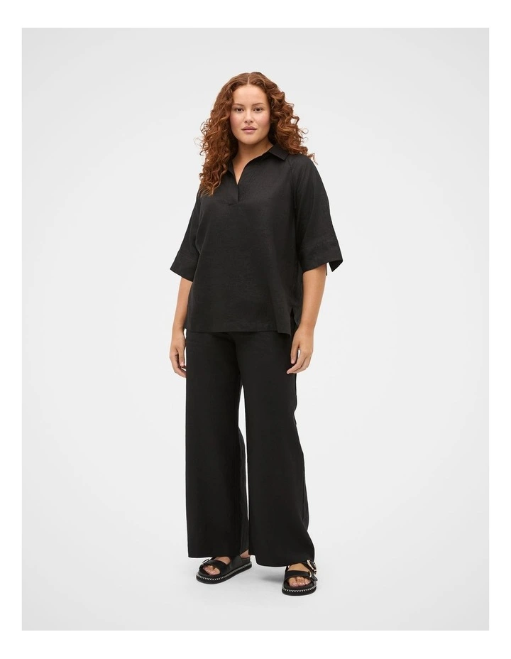 Core Linen Waisted Pant in Black image 5