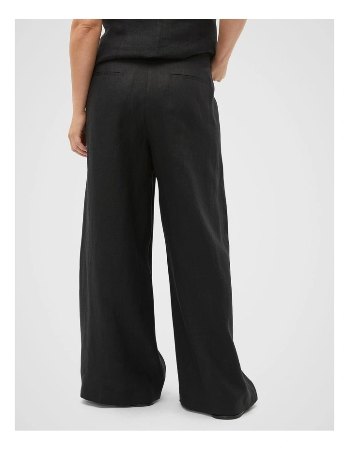 Core Linen Waisted Pant in Black image 6