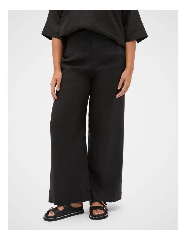 Core Linen Waisted Pant in Black image 6
