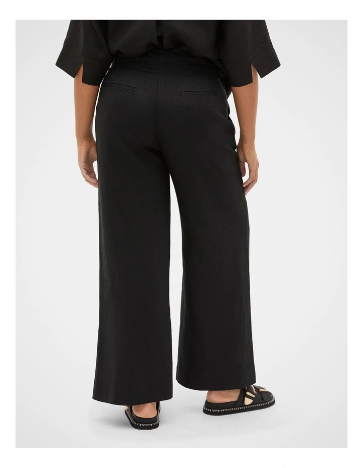 Core Linen Waisted Pant in Black image 7
