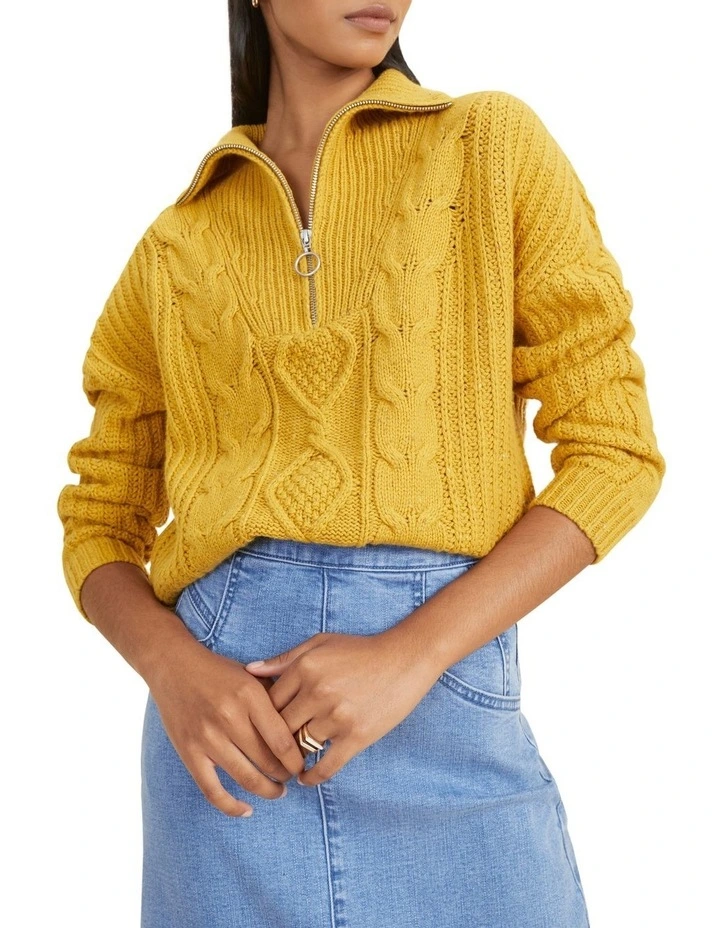 Funnel Neck Cable Sweater image 1