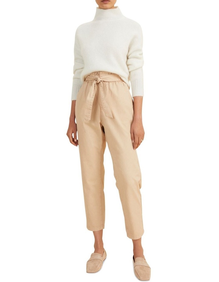 Paperbag Tie Pant Champagne Beige