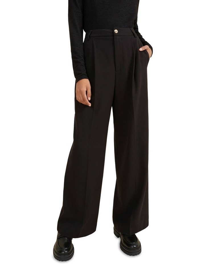 Button Detail Suit Pant in Black