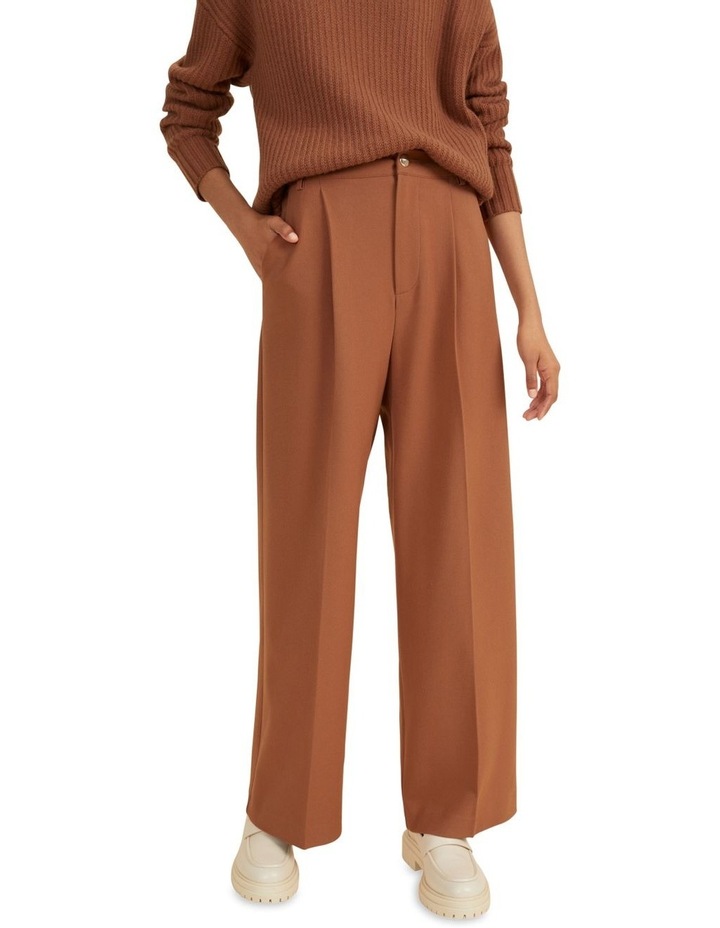 Button Detail Suit Pant in Mahogany