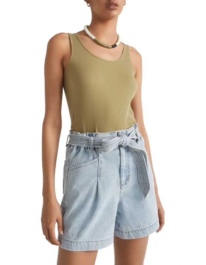 Denim Paperbag Tie Short image 1