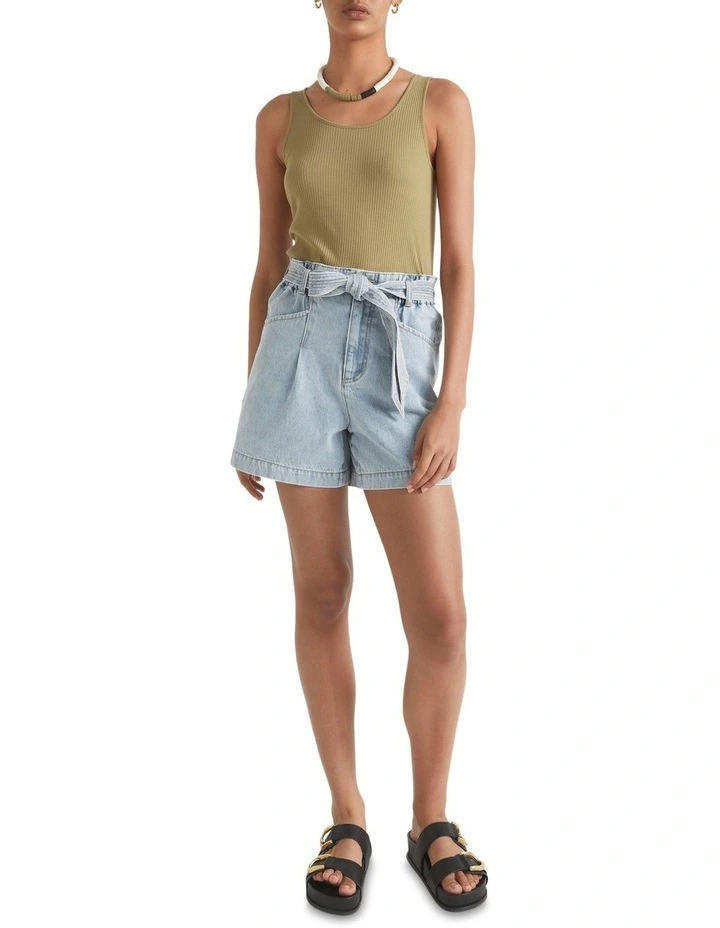 Denim Paperbag Tie Short image 2
