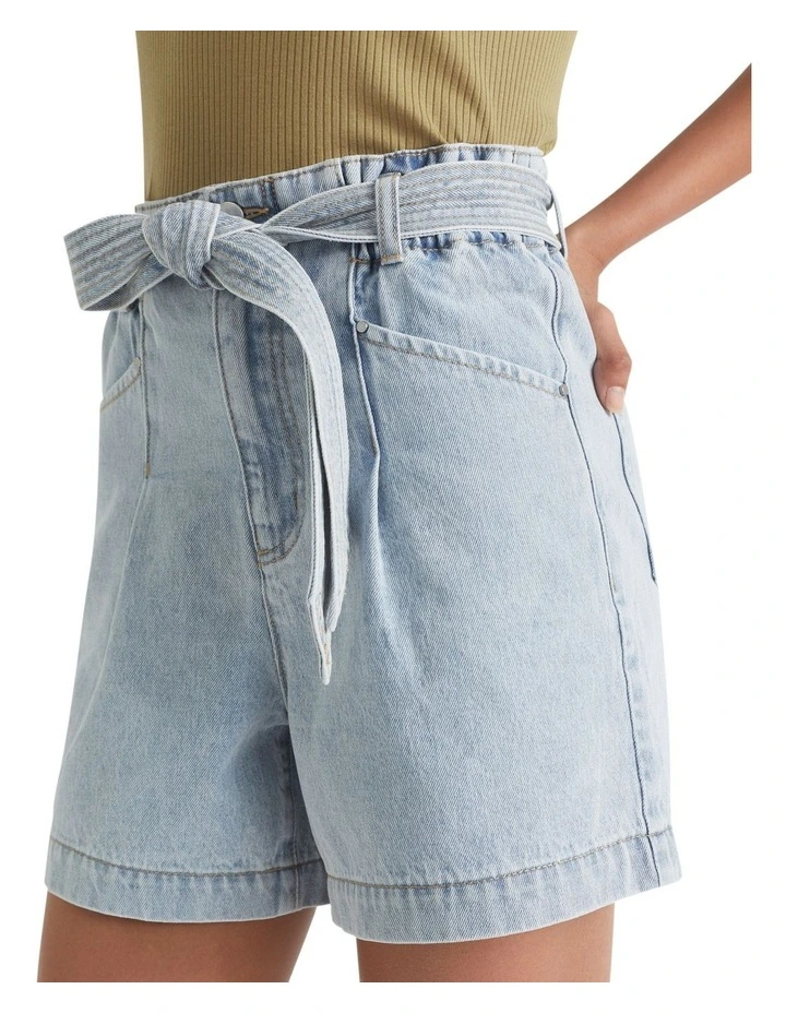 Denim Paperbag Tie Short image 3