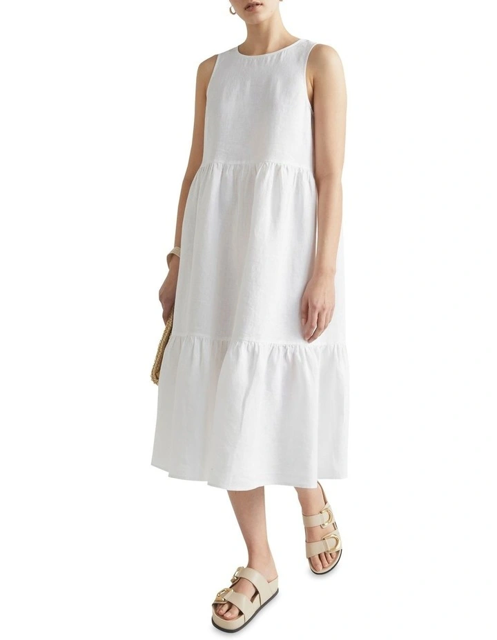Core Linen Midi Dress in Whisper White image 1