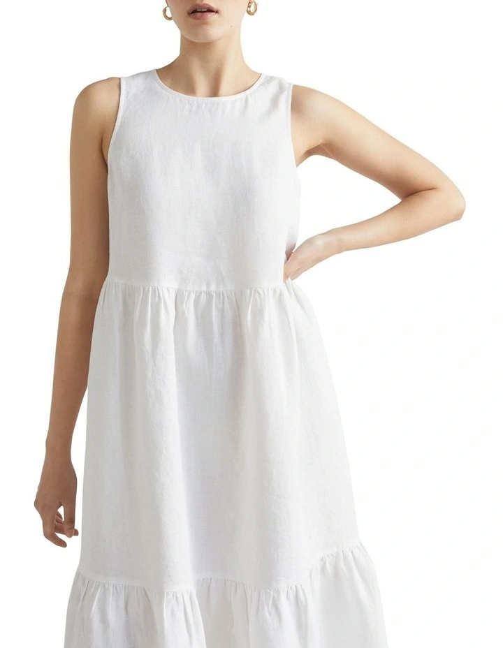 Core Linen Midi Dress in Whisper White image 2