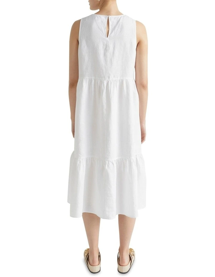 Core Linen Midi Dress in Whisper White image 3