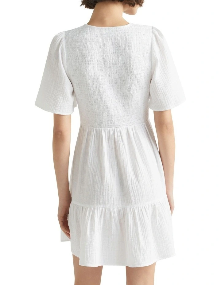 Cheesecloth Shirred Mini Dress image 4