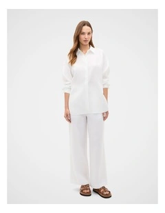 Core Linen Waisted Pant in Whisper White