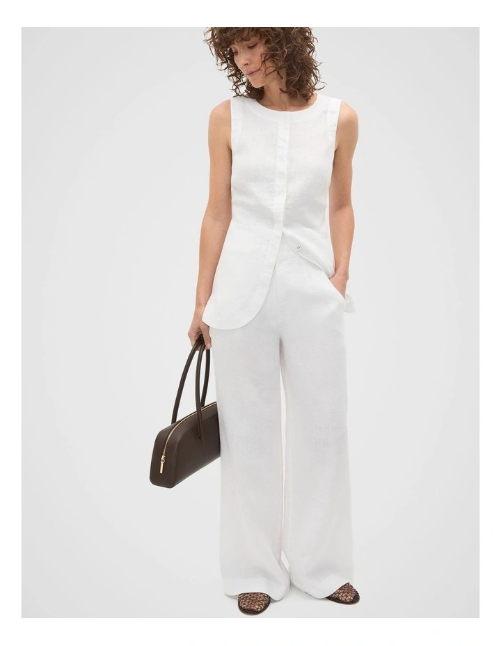 Core Linen Waisted Pant in Whisper White image 3