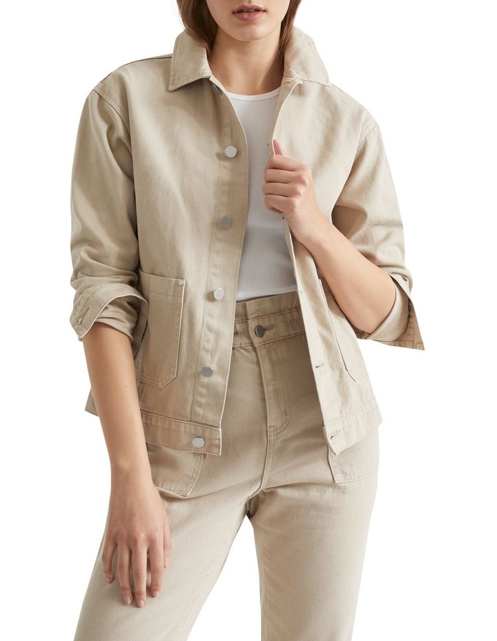 Denim Shacket in Beige