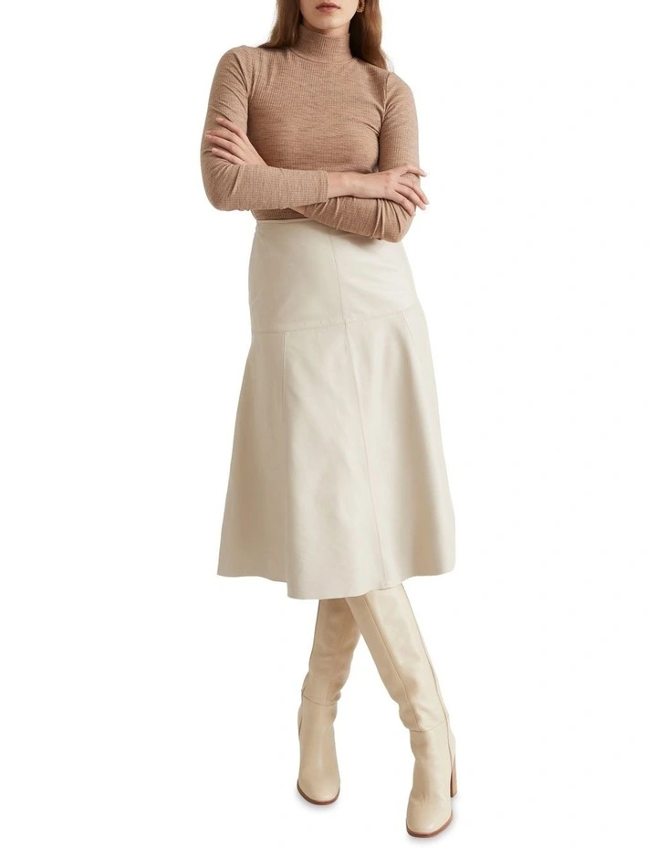 Leather Flared Midi Skirt image 1