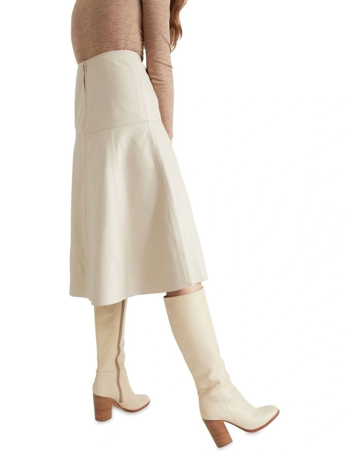 Leather Flared Midi Skirt image 4