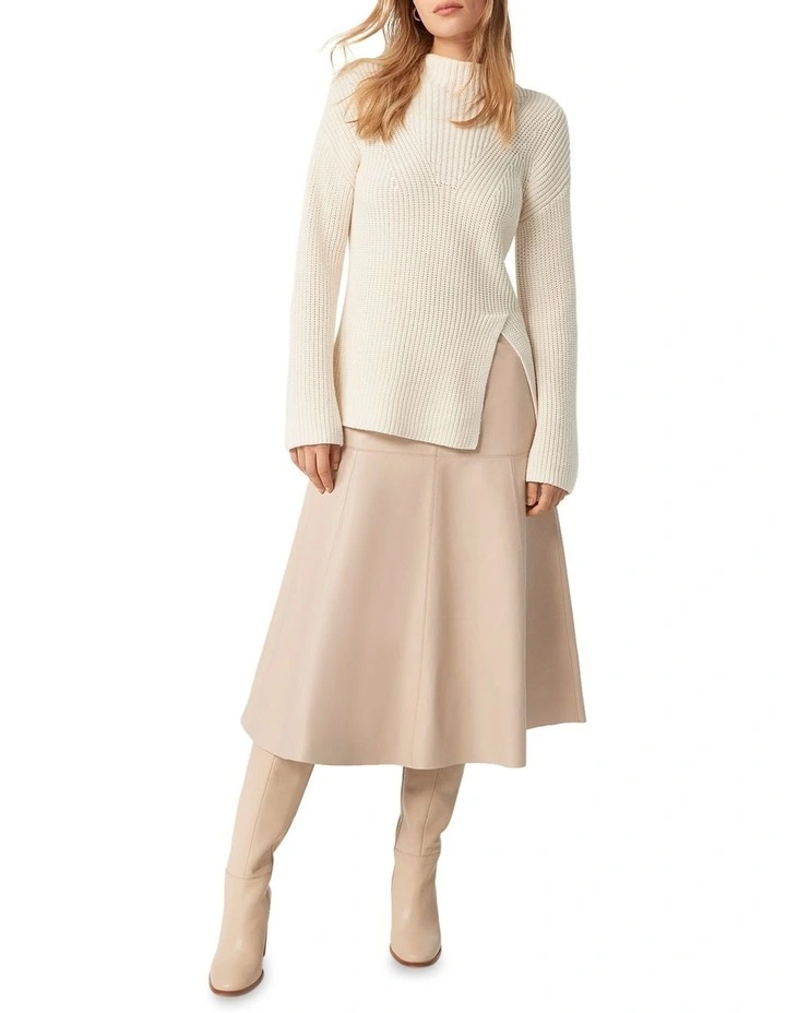 Leather Flared Midi Skirt image 5