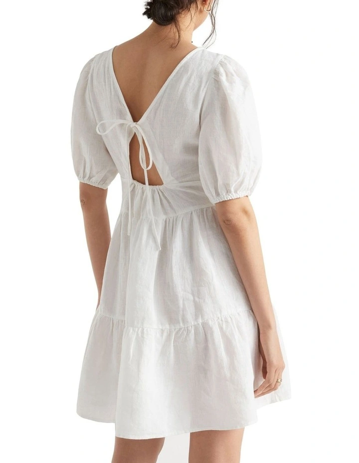 Linen Tie Back Mini Dress image 2