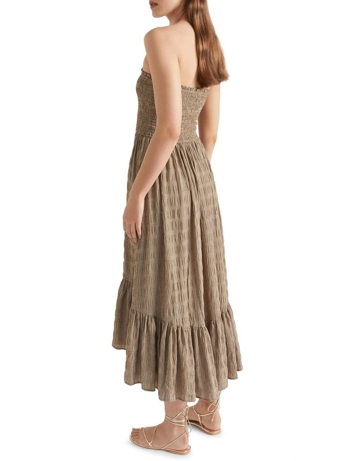 Textured Gingham Strapless Midi Dress image 2