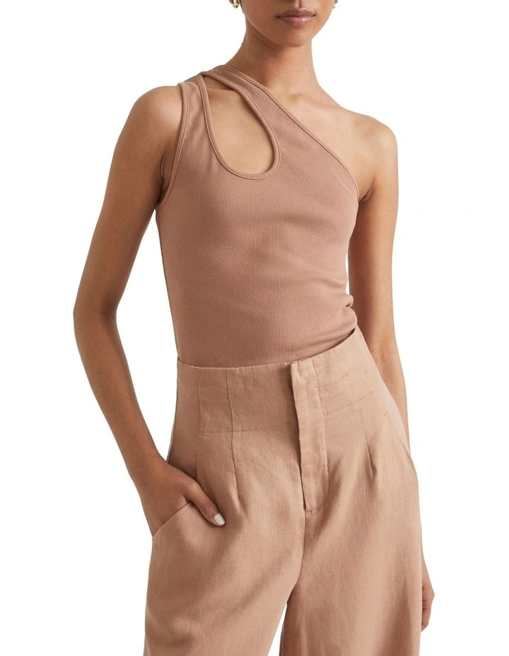 DKNY Sport Gray Shoulder-Cutout Tank Top - Asymmetrical Teardrop Cut-Out Sleeveless Top
